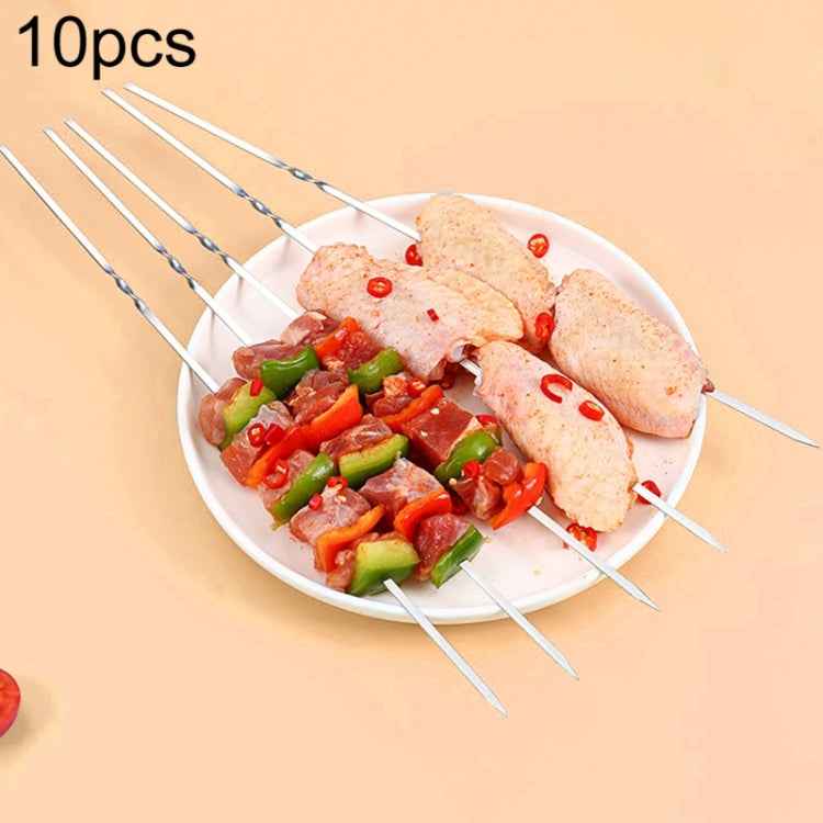 10pcs / Set Metal Square Flat Barbecue Stick BBQ Skewers