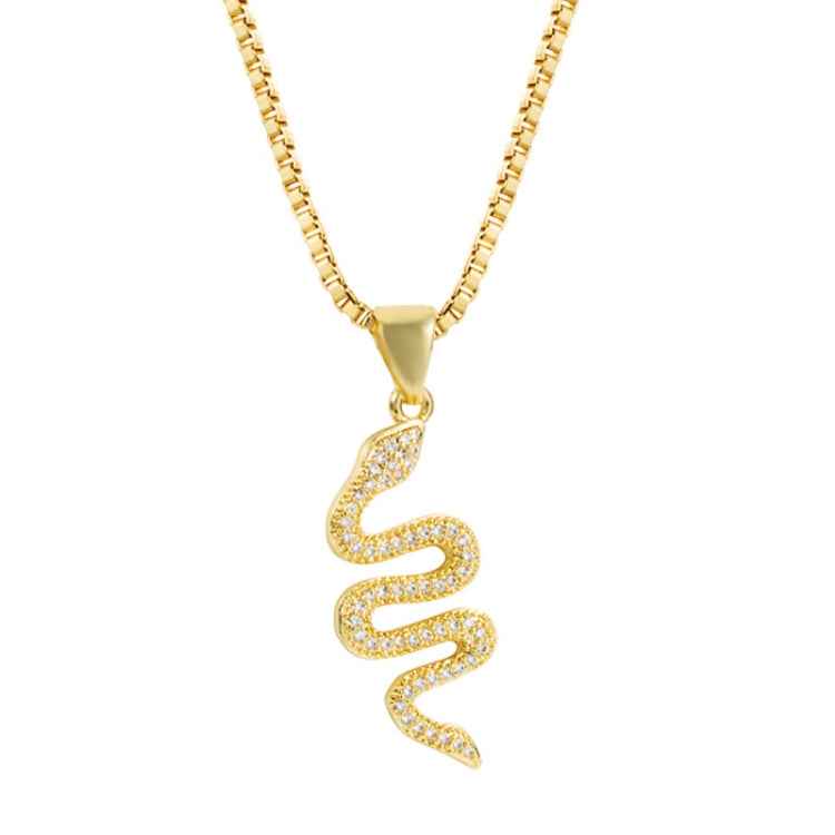 Creative Snake-shaped Pendant Necklace Personality Female Punk Style Inlaid Zircon Necklace
