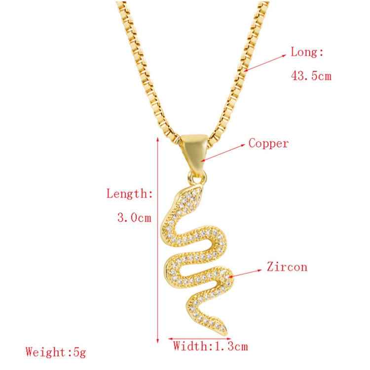 Creative Snake-shaped Pendant Necklace Personality Female Punk Style Inlaid Zircon Necklace