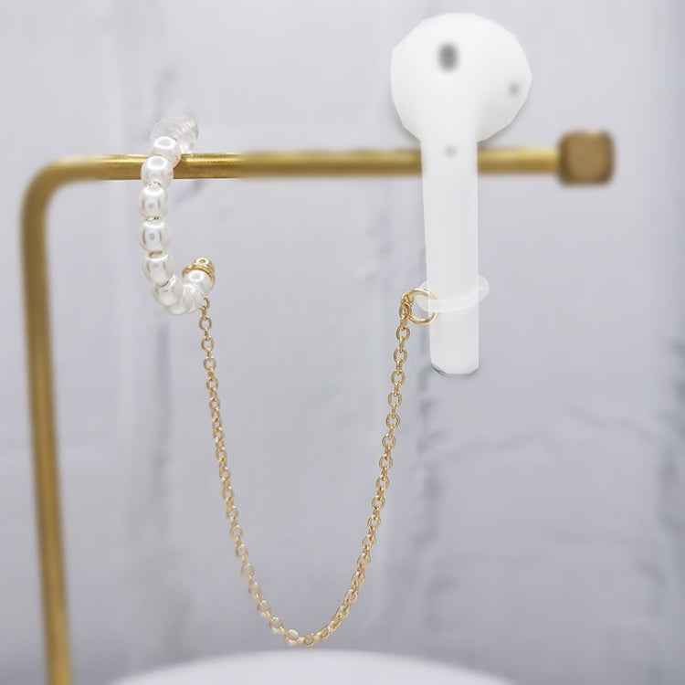 3 PCS Universal Bluetooth Headset Anti-lost C Type Pearl 925 Silver Needle Earring Ear Chain