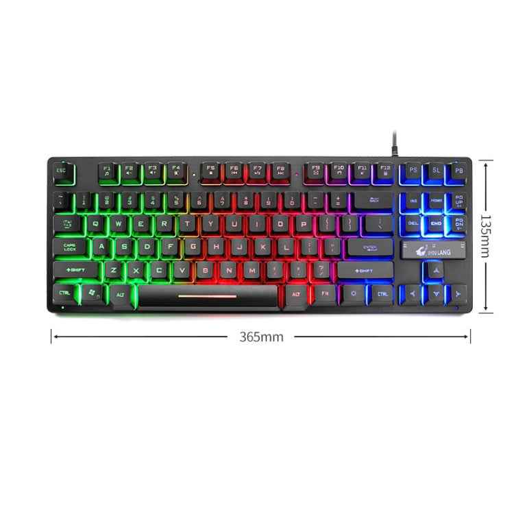 ZIYOULANG K16 87 Keys Colorful Mixed Light Gaming Notebook Manipulator Keyboard, Cable Length: 1.5m