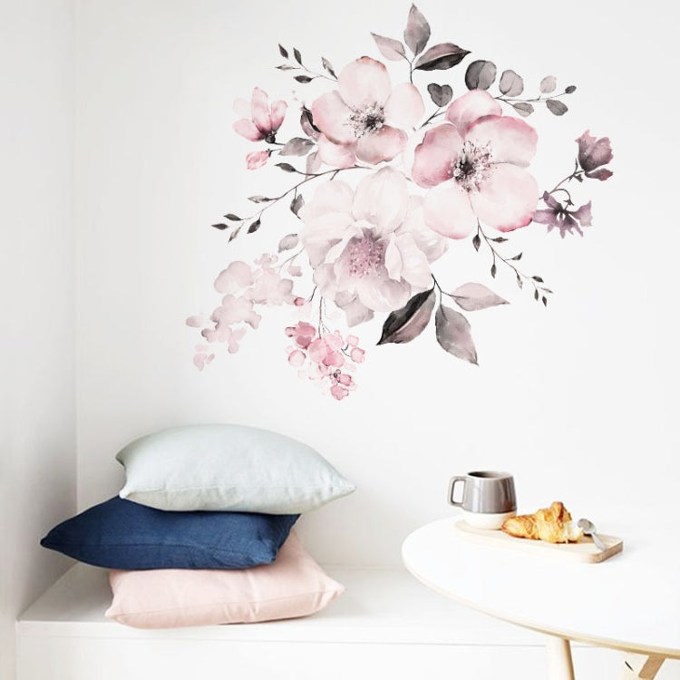 2 PCS Watercolor Flower Group Home Background Decoration Removable Wall Sticker