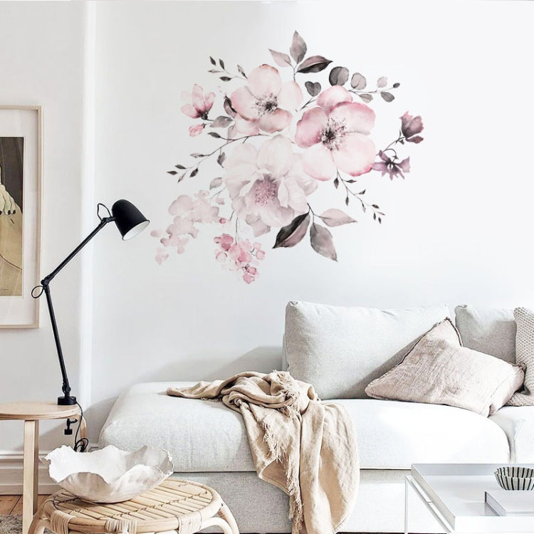 2 PCS Watercolor Flower Group Home Background Decoration Removable Wall Sticker