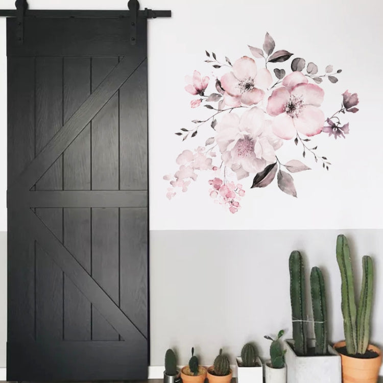 2 PCS Watercolor Flower Group Home Background Decoration Removable Wall Sticker