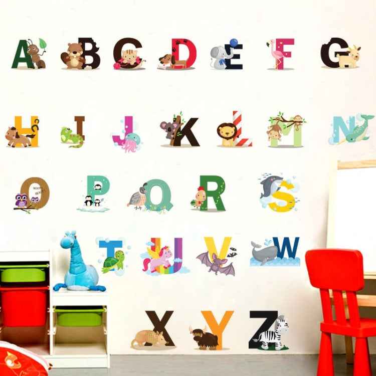 SY301 Cartoon Animal 26 English Letter Children Room Wall Stickers