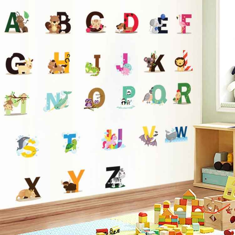 SY301 Cartoon Animal 26 English Letter Children Room Wall Stickers