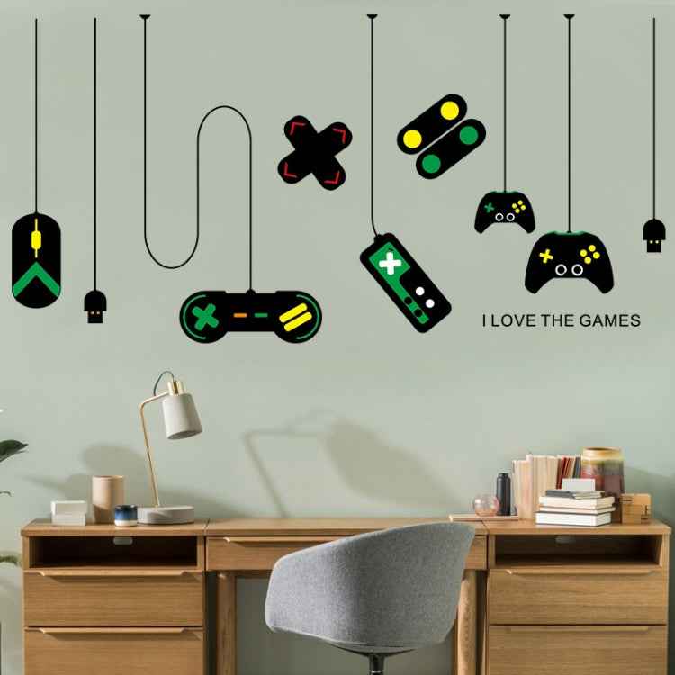 2 PCS Game Console Game Handle Chandelier Wall Stickers Internet Cafe Study Computer Desk Background Sticker