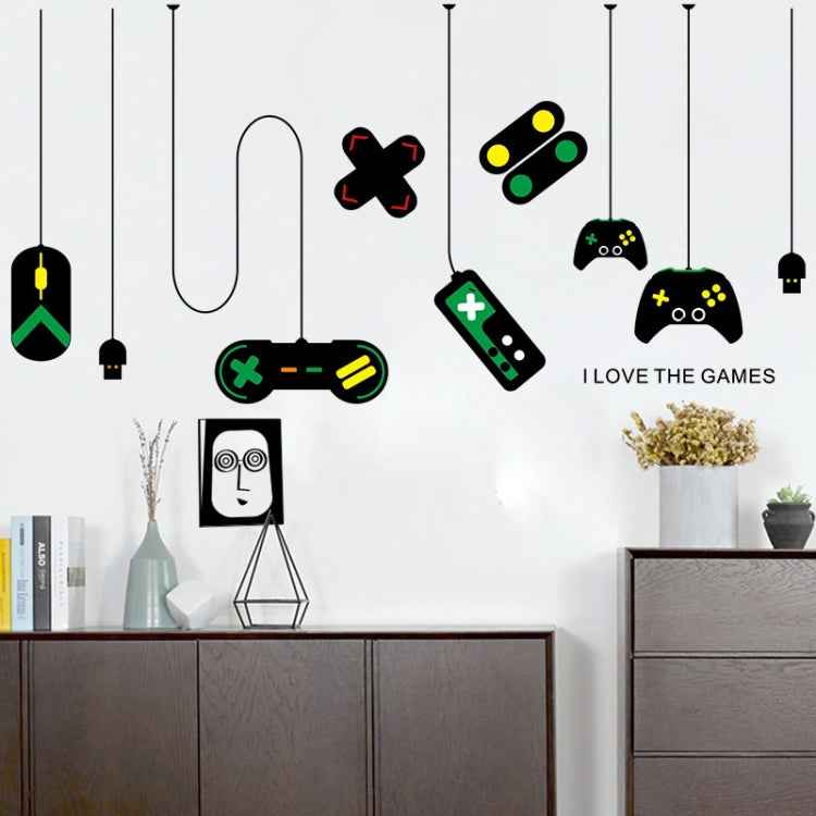 2 PCS Game Console Game Handle Chandelier Wall Stickers Internet Cafe Study Computer Desk Background Sticker