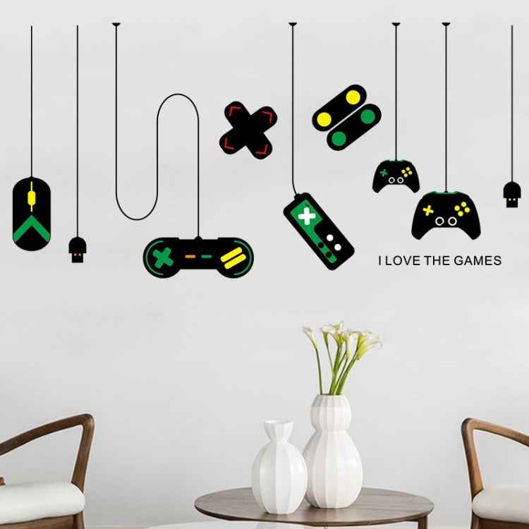2 PCS Game Console Game Handle Chandelier Wall Stickers Internet Cafe Study Computer Desk Background Sticker