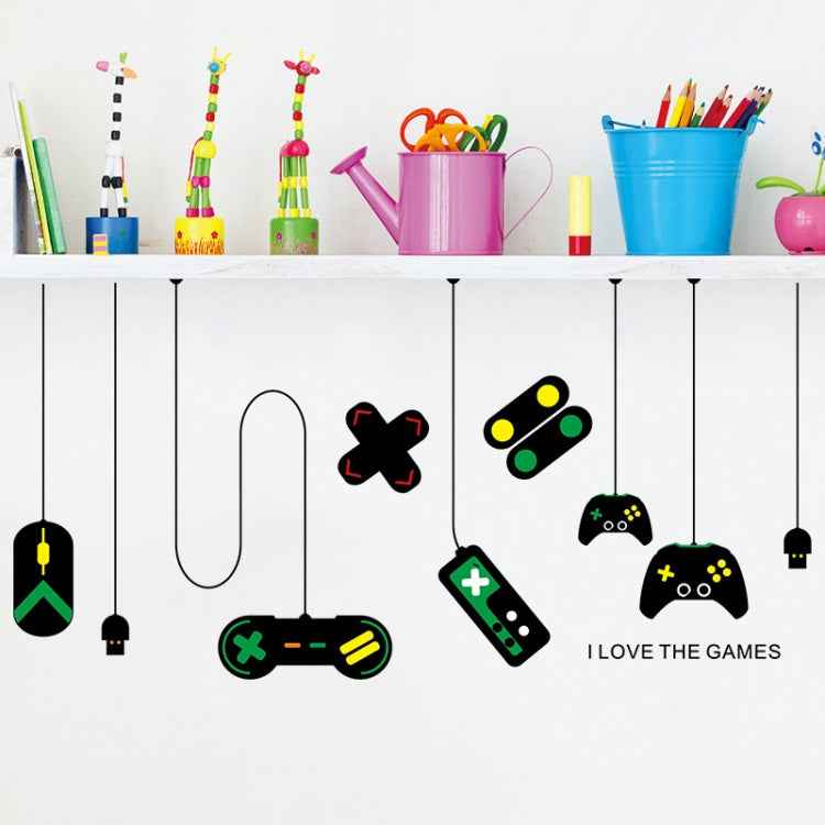 2 PCS Game Console Game Handle Chandelier Wall Stickers Internet Cafe Study Computer Desk Background Sticker
