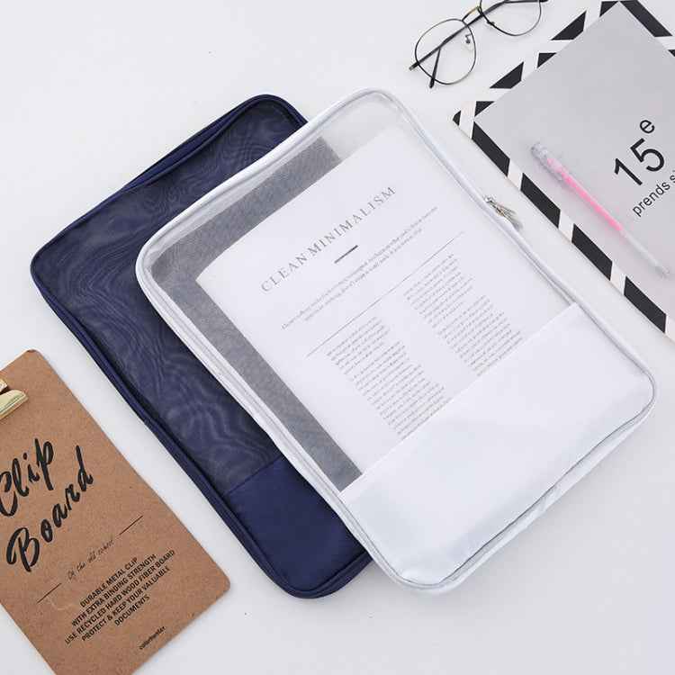 Translucent Mesh Zipper File Bag Special Stationery Storage Bag For Student Exams Random Colour