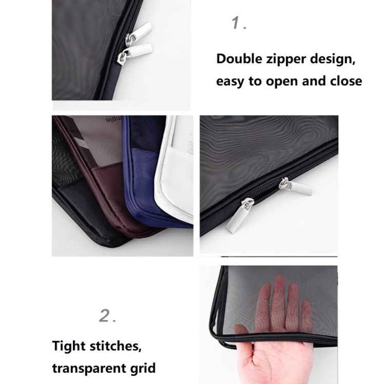 Translucent Mesh Zipper File Bag Special Stationery Storage Bag For Student Exams Random Colour