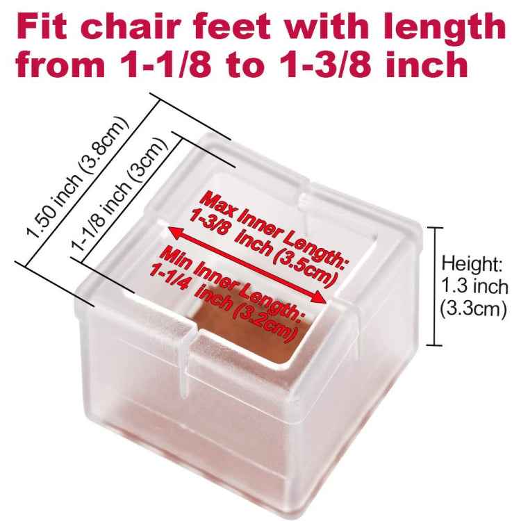 4pcs Square Chair Leg Caps PVC Feet Protector Pads Furniture Table Covers, 30-35mm, 42-48mm, 49-55mm, 37-42mm, 56-62mm
