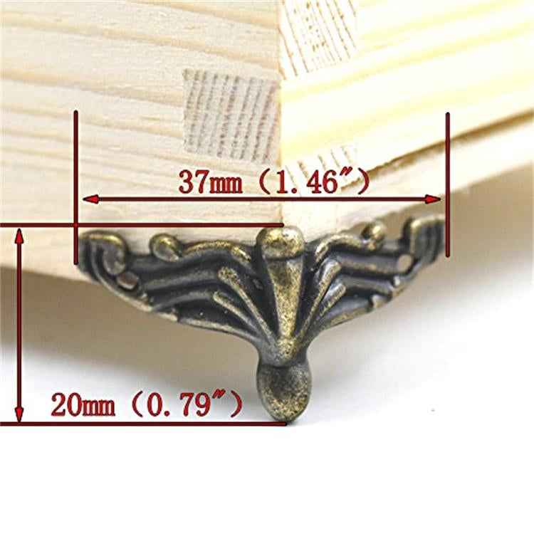 10 PCS Antique Bronze Jewelry Gift Box Wood Case Decorative Feet Leg Corner Protector