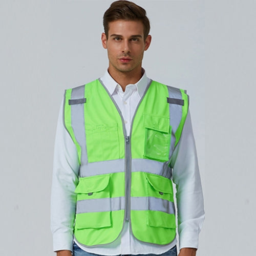 Multi-pockets Safety Vest Reflective Workwear Clothing, XXL-Chest 130cm, L-Chest 118cm, M-Chest 112cm, XL-Chest 124cm
