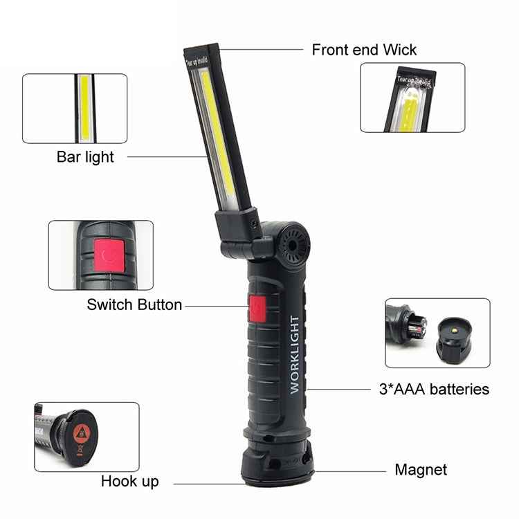Handheld Movable Work Lights USB Charging Multi-functional and Folding Emergency Lights, 11 x3.6cm, 14.8 x 4.7cm