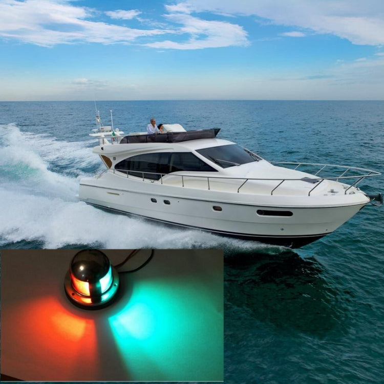 4W 12V IP65 Waterproof Stainless Steel Two-color Marine Signal Light Red and Green LED Lights, 4W 12V