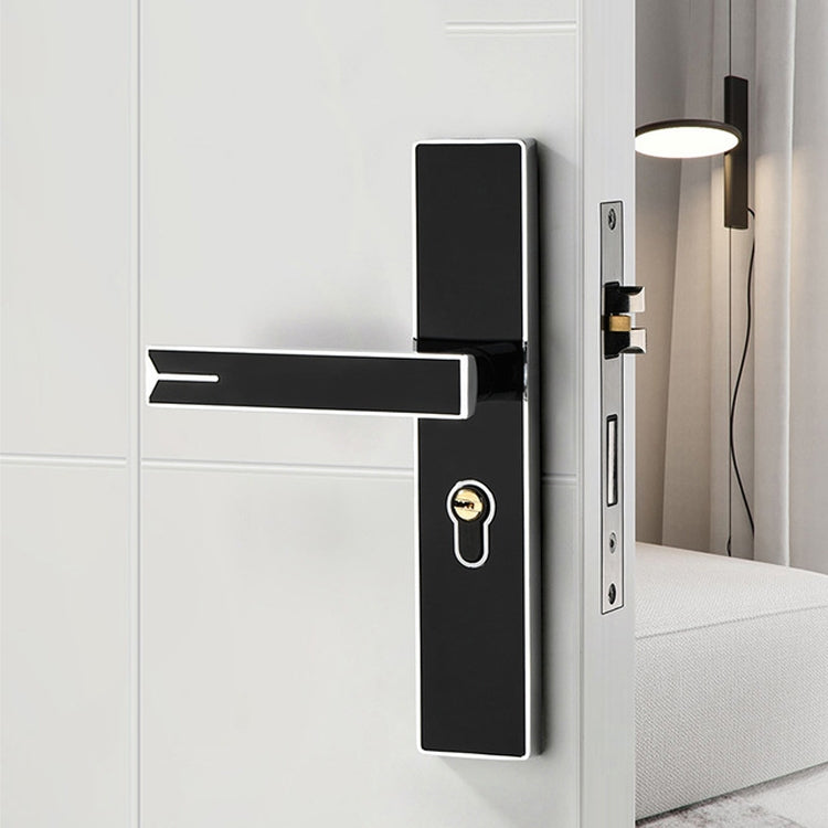 Mute Strong Magnetic Aluminum Alloy Interior Door Lock Door Bedroom Hardware Handle Lock, Black Gold Small 50 Lock Body, Black Silver Small 50 Lock Body