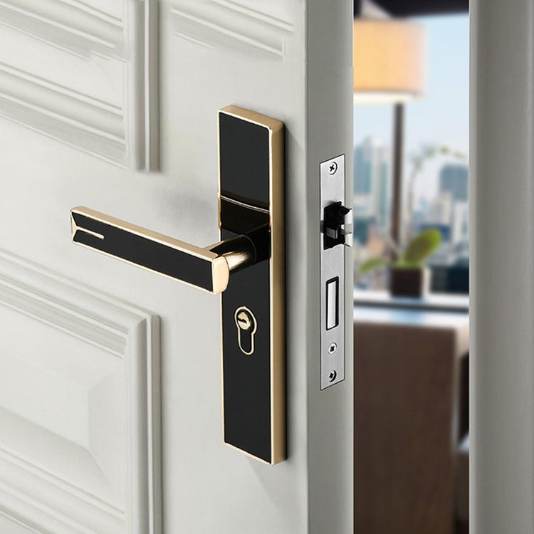 Mute Strong Magnetic Aluminum Alloy Interior Door Lock Door Bedroom Hardware Handle Lock, Black Gold Small 50 Lock Body, Black Silver Small 50 Lock Body