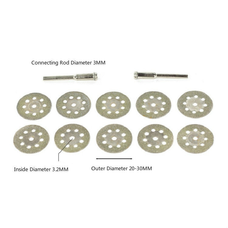 8 Holes Emery Cutting Chip Jade Saw Blade Electric Grinder Accessories, 10 Saw Blade 2 Connecting rod 22MM, 10 Saw Blade 2 Connecting rod 25MM, 10 Saw Blade 2 Connecting rod 30MM, 10 Saw Blade 2 Connecting rod 20MM