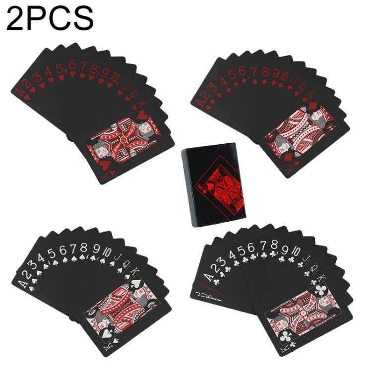 2 PCS Plastic PVC Poker Cards Waterproof Black Playing Cards Creative Gift Durable Poker