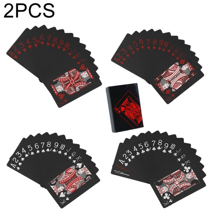 2 PCS Plastic PVC Poker Cards Waterproof Black Playing Cards Creative Gift Durable Poker, TBD0481158, TBD0481158R