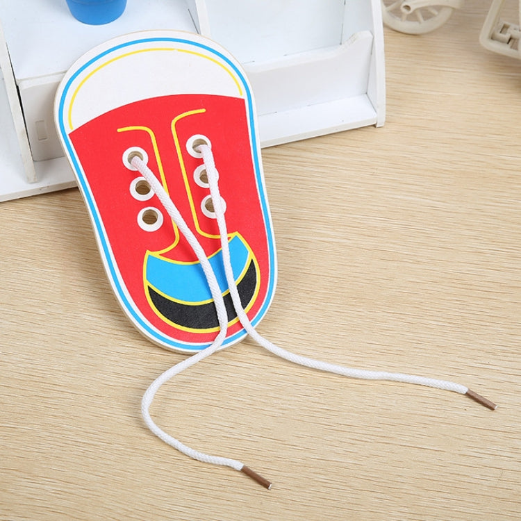 Kids Educational Tool Children Wooden Toys Toddler Lacing Shoes Early Education Teaching Aids, Random Color Delivery, Lacing Shoes Early(Random Color Delivery)