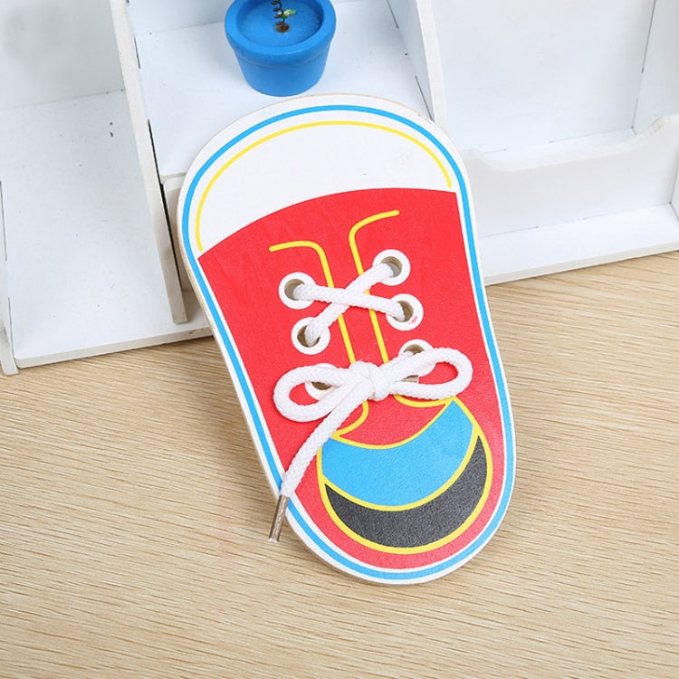 Kids Educational Tool Children Wooden Toys Toddler Lacing Shoes Early Education Teaching Aids, Random Color Delivery, Lacing Shoes Early(Random Color Delivery)