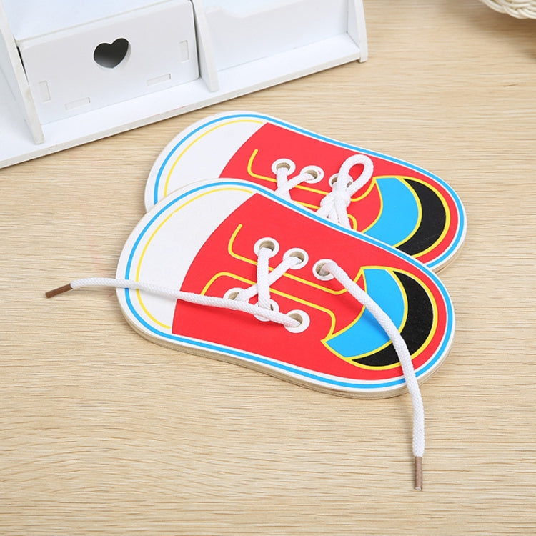 Kids Educational Tool Children Wooden Toys Toddler Lacing Shoes Early Education Teaching Aids, Random Color Delivery, Lacing Shoes Early(Random Color Delivery)