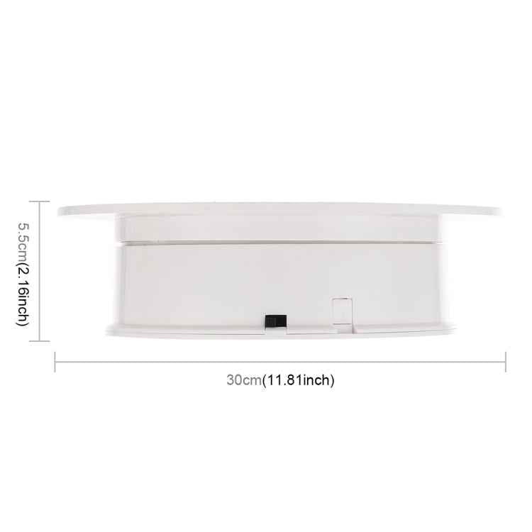 30cm 360 Degree Electric Rotating Turntable Display Stand Video Shooting Props Turntable for Photography, Load 4kg, US Plug(White)
