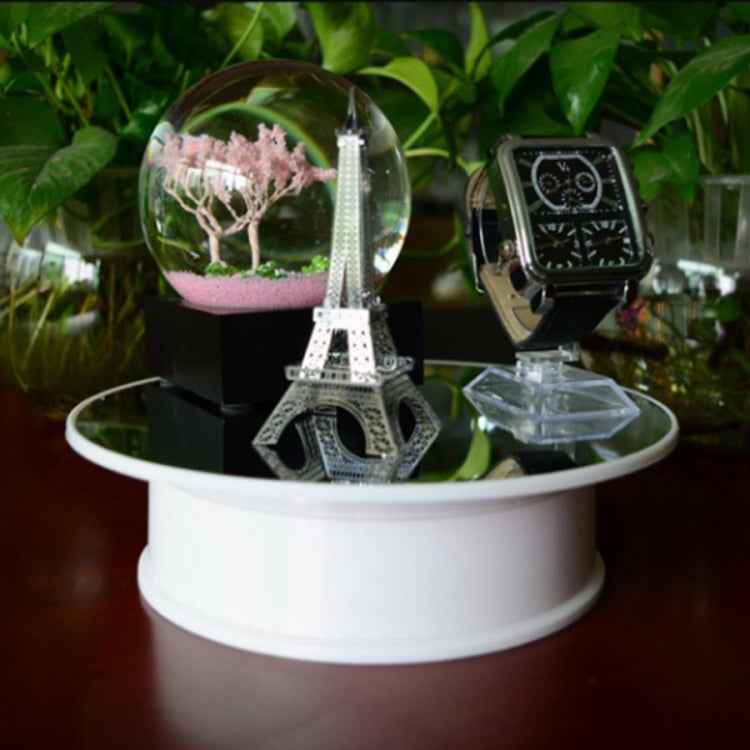 30cm 360 Degree Electric Rotating Turntable Display Stand Mirror Top Video Shooting Props Turntable for Photography, Load 4kg (White)