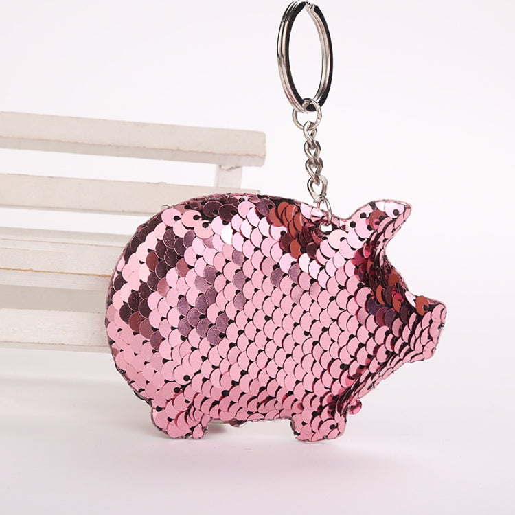2PCS Cute Chaveiro Pig Keychain Glitter Pompom Sequins Key Chain Gifts for Women Llaveros Mujer Car Bag Accessories Key Ring, Pig Shape (Pink), Pig Shape(Magenta), Pig Shape(Colorful), Pig Shape(blue)