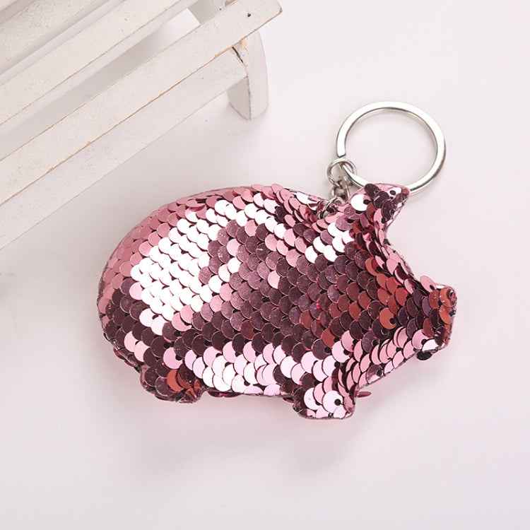 2PCS Cute Chaveiro Pig Keychain Glitter Pompom Sequins Key Chain Gifts for Women Llaveros Mujer Car Bag Accessories Key Ring, Pig Shape (Pink), Pig Shape(Magenta), Pig Shape(Colorful), Pig Shape(blue)