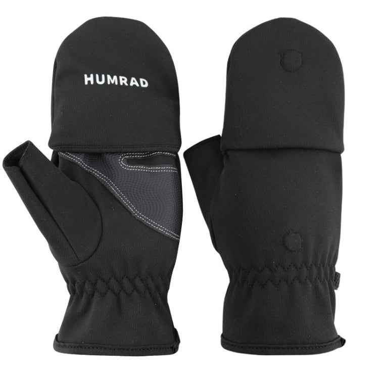 HUMRAO Winter Half-Finger Flip Cover Warm Gloves For Outdoor Sports Skiing And Cycling, L, XL