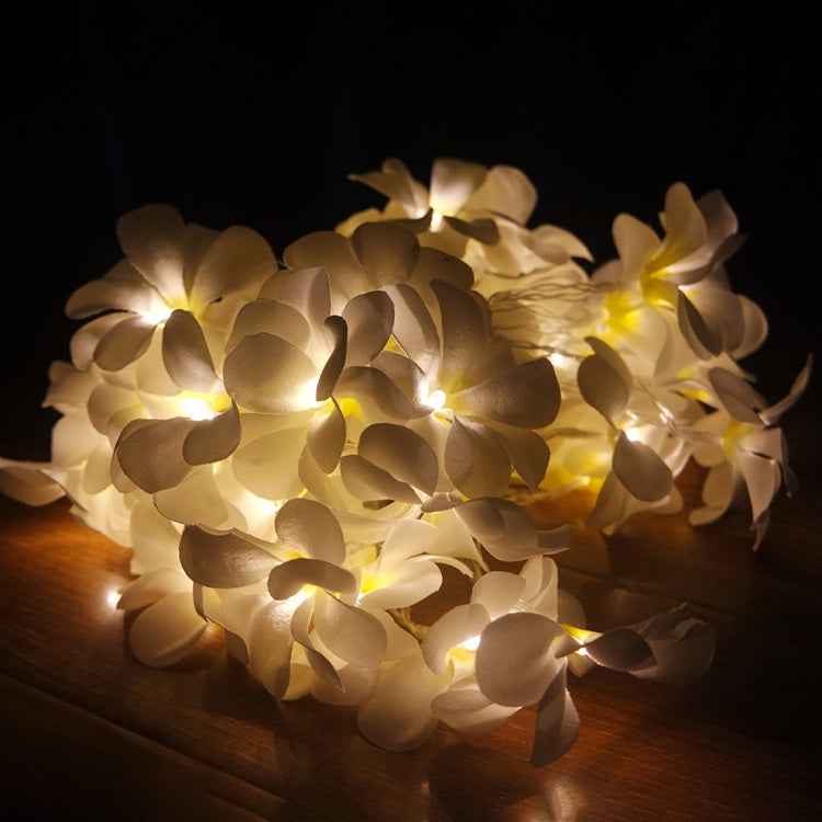 1.5m 10 LEDs Battery Powered Warm White Creative DIY Frangipani LED String Lights Floral Holiday Lighting Event Party Garland Bedroom Decoration