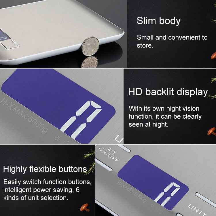 BOH-2012 Digital Multi-function Stainless Steel Food Kitchen Scale with LCD Display, Specification: 10kg/1g