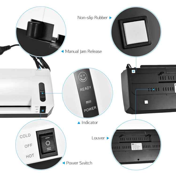 DSB HQ236 Laminator A4 File Laminating Machine Photo Sealing Machine Cold Laminating Thermoplastic Machine with Paper Trimmer Cutter