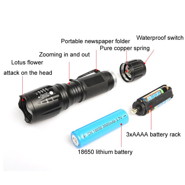 T02 Pen Clip Mini Flashlight T6 Telescopic Zoom Led Flashlight Outdoor Waterproof Long Shot Glare Flashlight, T02 Pen Clip