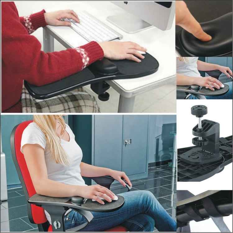 Rotation Computer Desktop Laptop Mouse Tray Elbow Pad Wrist Rest Plate Support Install on Desk and Chair