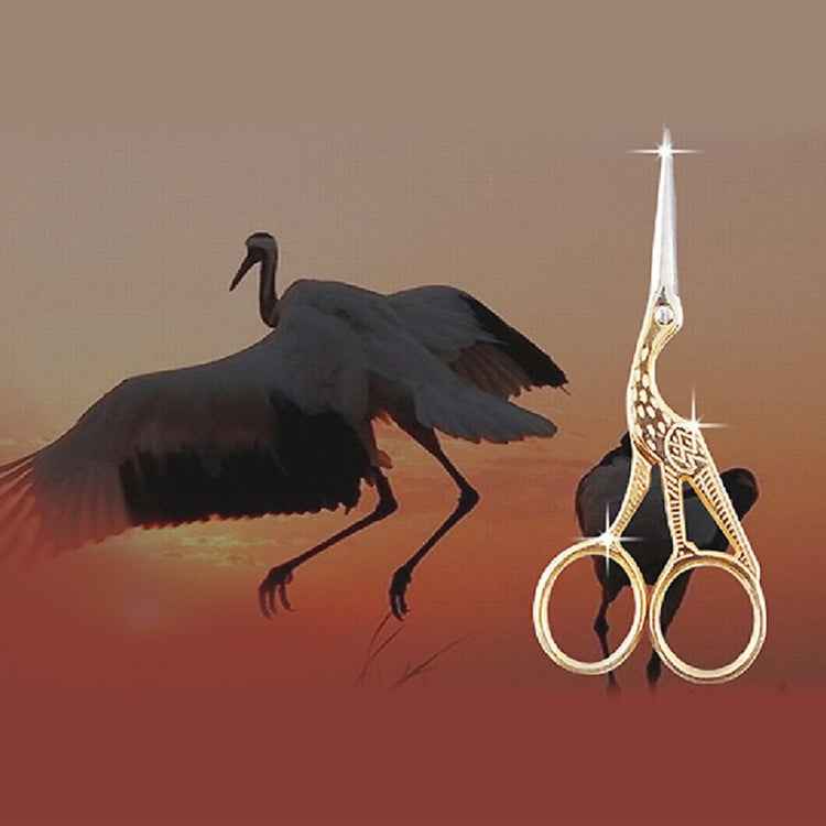 Crane Tailor Scissor Cross Stitch Retro Craft Sewing Scissor, Gold, Silver