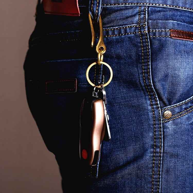 Retro Solid Brass Key Chain Key Ring Belt U Hook Wallet Chain Fish Hook, 4.8cm with Copper Rin, 6cm with Copper Rin, 4.8cm without Copper Rin, 6cm without Copper Rin