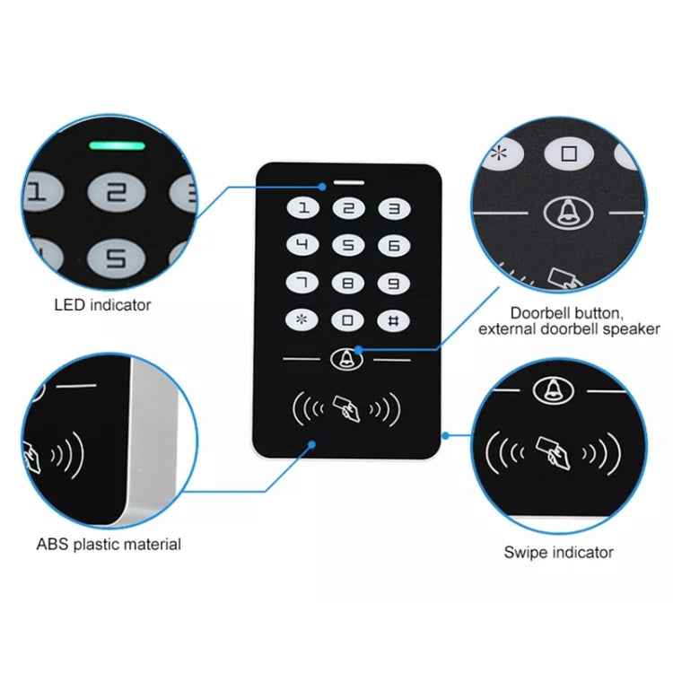 Simple IDIC Card Access Control All-in-one Machine Key Touch Access Control Controller Induction Card Password, A1-Physical Buttons, A2-Physical Buttons, A3- Touch Button