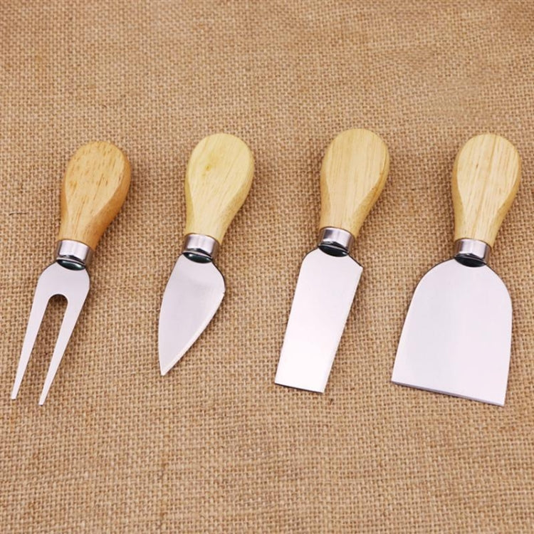 4pcs / Set Stainless Steel Cheese Knife Bamboo Handle Cheese Slicer Wood Handle Cheese Knives Set Cutter, 4 in 1 Cheese Knife