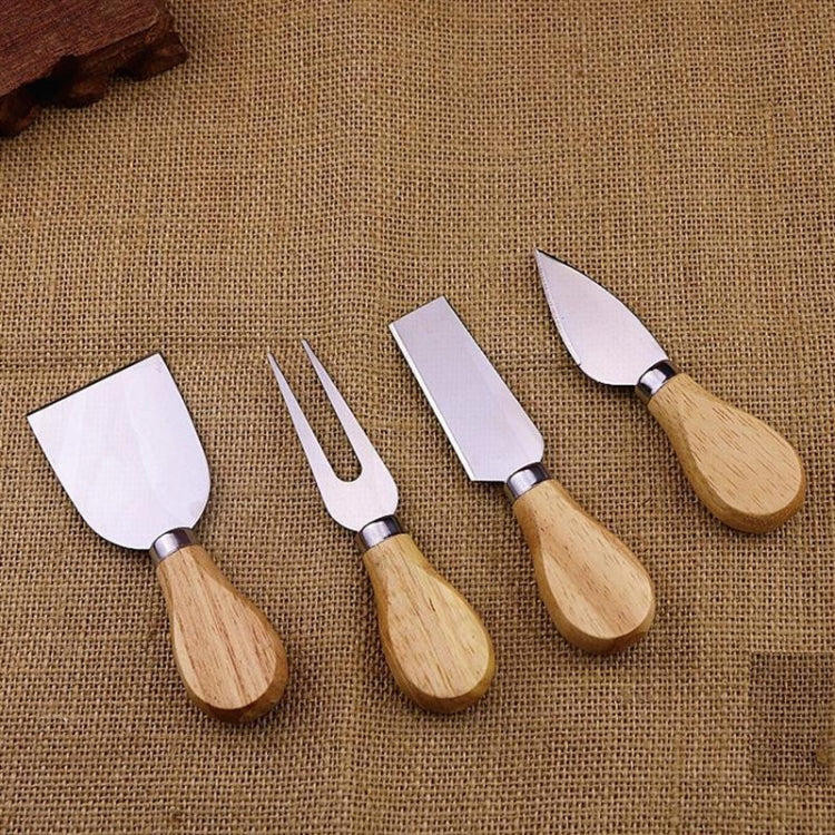 4pcs / Set Stainless Steel Cheese Knife Bamboo Handle Cheese Slicer Wood Handle Cheese Knives Set Cutter, 4 in 1 Cheese Knife