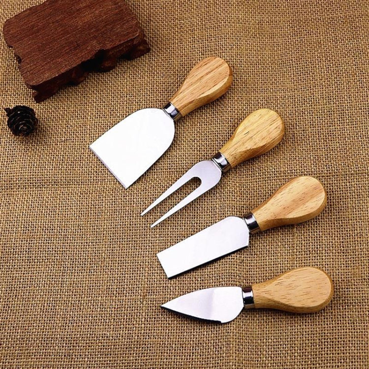 4pcs / Set Stainless Steel Cheese Knife Bamboo Handle Cheese Slicer Wood Handle Cheese Knives Set Cutter, 4 in 1 Cheese Knife