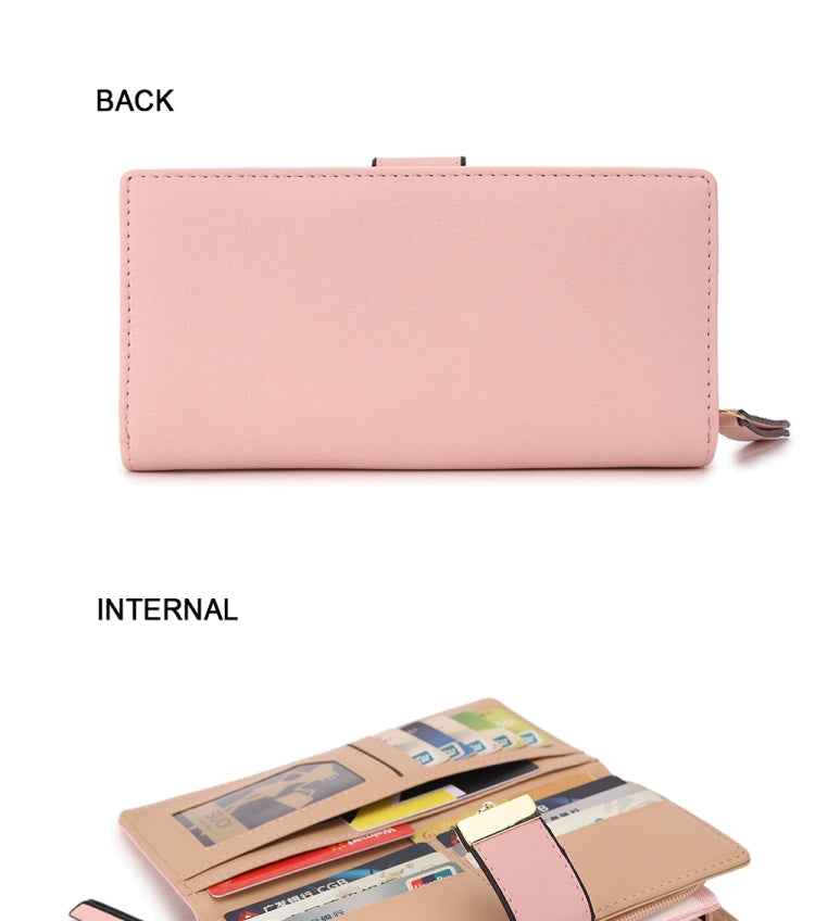 Long Gold Hollow Leaves Coin Purse Card Holders Wallet for Women