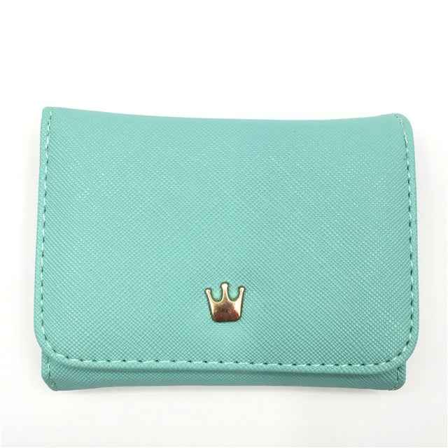 Short Mini Women Wallets Crown Decorated Fold PU Leather Coin Purse Card Holder