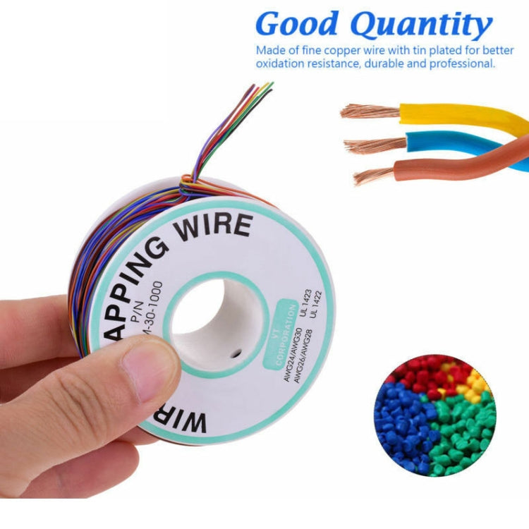 8 Colors 30AWG Wire Tinned Copper Solid PVC Insulation Wrapping Wire, 8 Colors 30AWG
