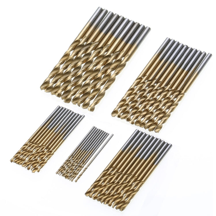 50 PCS/Set Titanium Coated Drill Bits High Speed Steel Drill Bit Set Power Drilling Tools, 50 PCS/Set Drill Bits