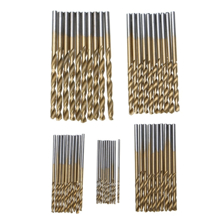 50 PCS/Set Titanium Coated Drill Bits High Speed Steel Drill Bit Set Power Drilling Tools, 50 PCS/Set Drill Bits